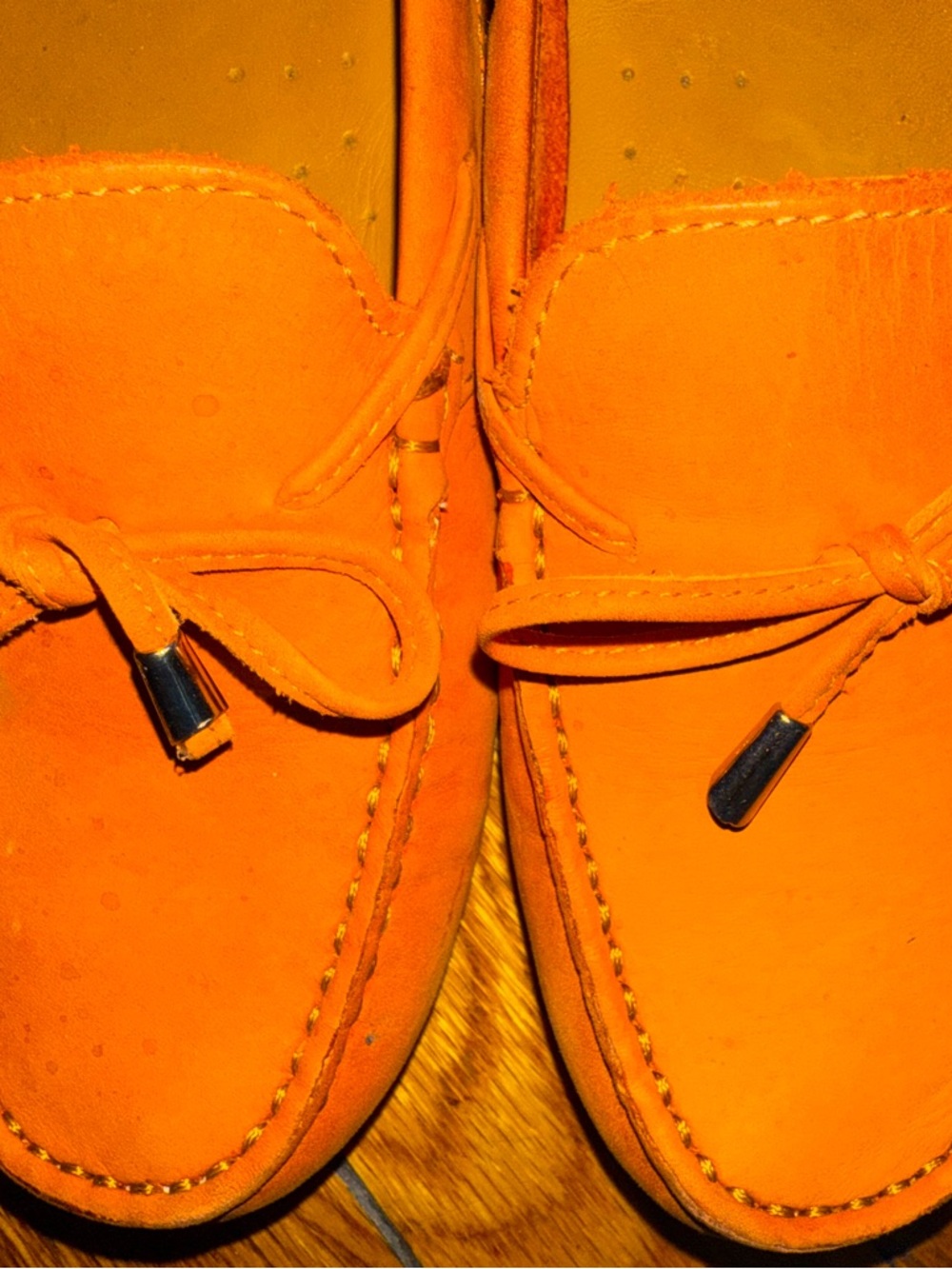 Mercanti Fiorentini Orange Suede Driving Loafers – Size 8.5B Flat Shoe - Picture 10 of 11